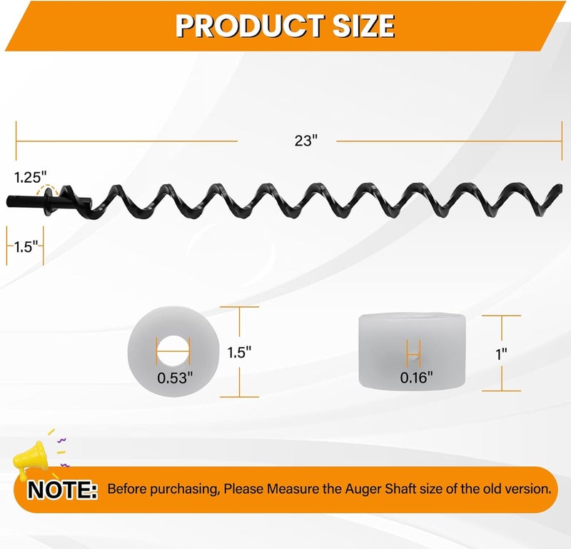 COMVIEE 23" Auger Shaft Screw Replacement Parts for Pit Boss 1000 and 1100 Series Pellet Grills, Auger Flighting Shaft & Auger Motor Bushing Kit, Replacement Parts Number: PB1000XL-031-R00 - Image 2